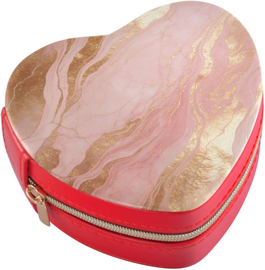 Gilded Blush Marble Jewelry Gift Box Heart Shaped Compact Storage Girlfriend Wife for Mothers image 3