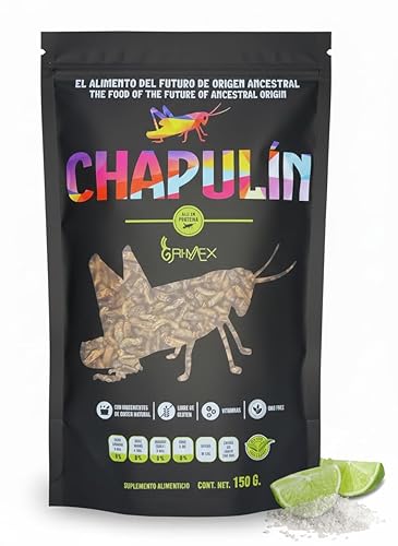 Chapulines Horneados Naturales (Baked Natural Grasshoppers)Jumbo150g(5.3oz)Bag Authentic Oaxacan Ready-to-Eat Snack