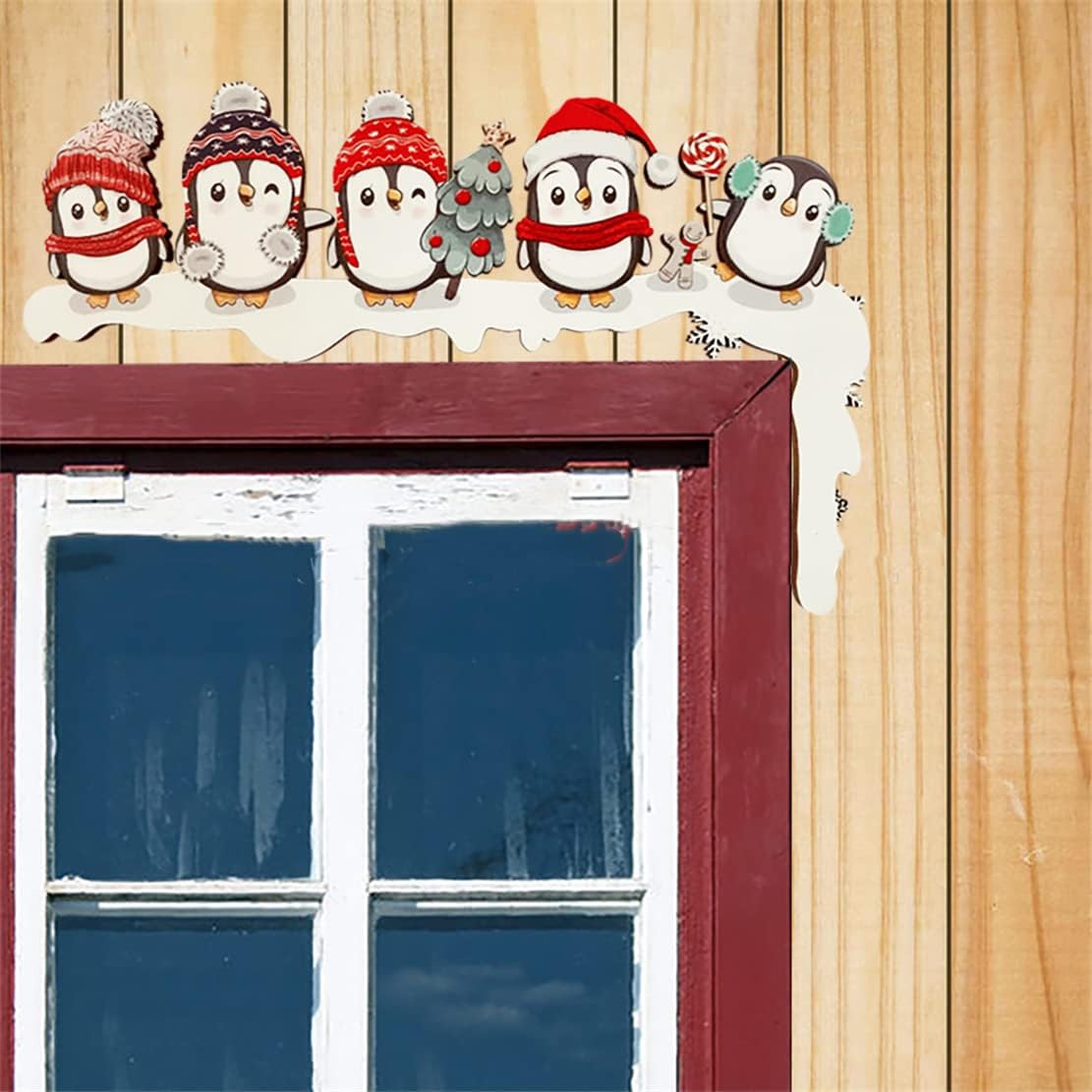 Christmas Santa Door Frames Decoration Lovely And Interesting Holiday Decor Door Santa Reindeer Christmas Door Corner Sign Decor For Home Doors Windows And Walls Penguin