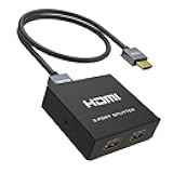 4K HDMI Splitter 1 in 2 Out + Cable, Yinker 2 Way HDMI Splitter for Dual Monitors 1x2 4Kx2K@30Hz w/AC Adapter, Mirror Duplicate (Not Extend) for PS4 Fire Stick HDTV