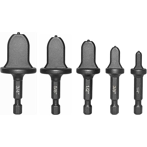 HVAC Copper Tube Flaring Tool 5PC Drill Bit Set, Copper Pipe Expander Bit for Air Conditioner Repairing, Include 3/4 5/8 1/2 3/8 and 1/4, Hex Shank for Impact Drill and Power Drill