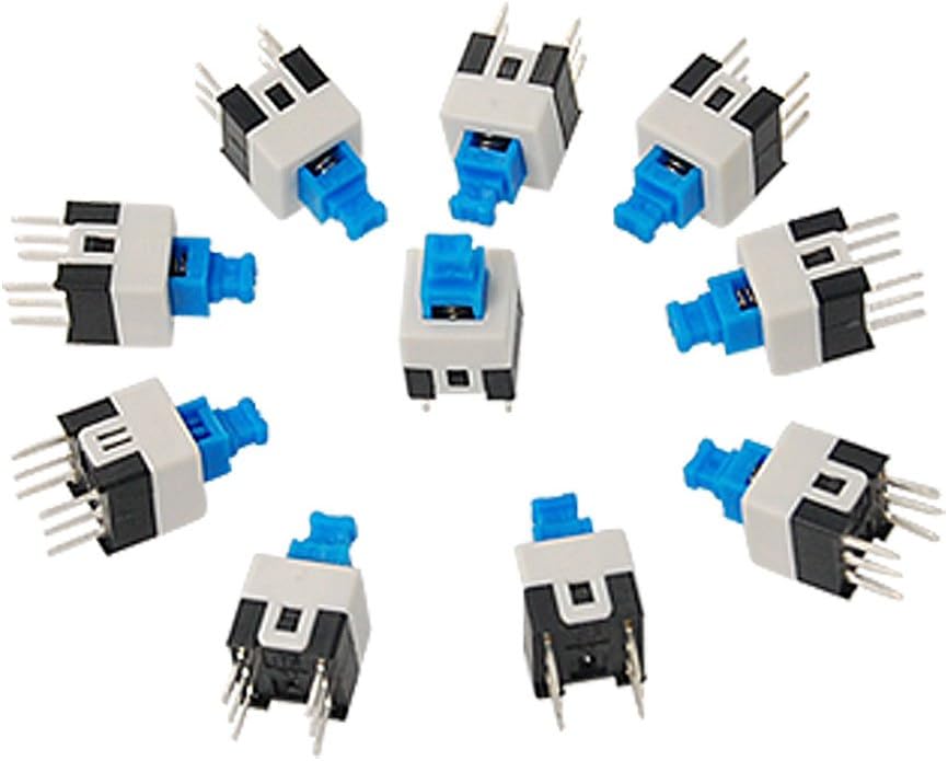 Sourcingmap 10 Pcs 7 x 7mm PCB Panel Mount Tact Tactile Push Button Switch Self Lock 6 Pin
