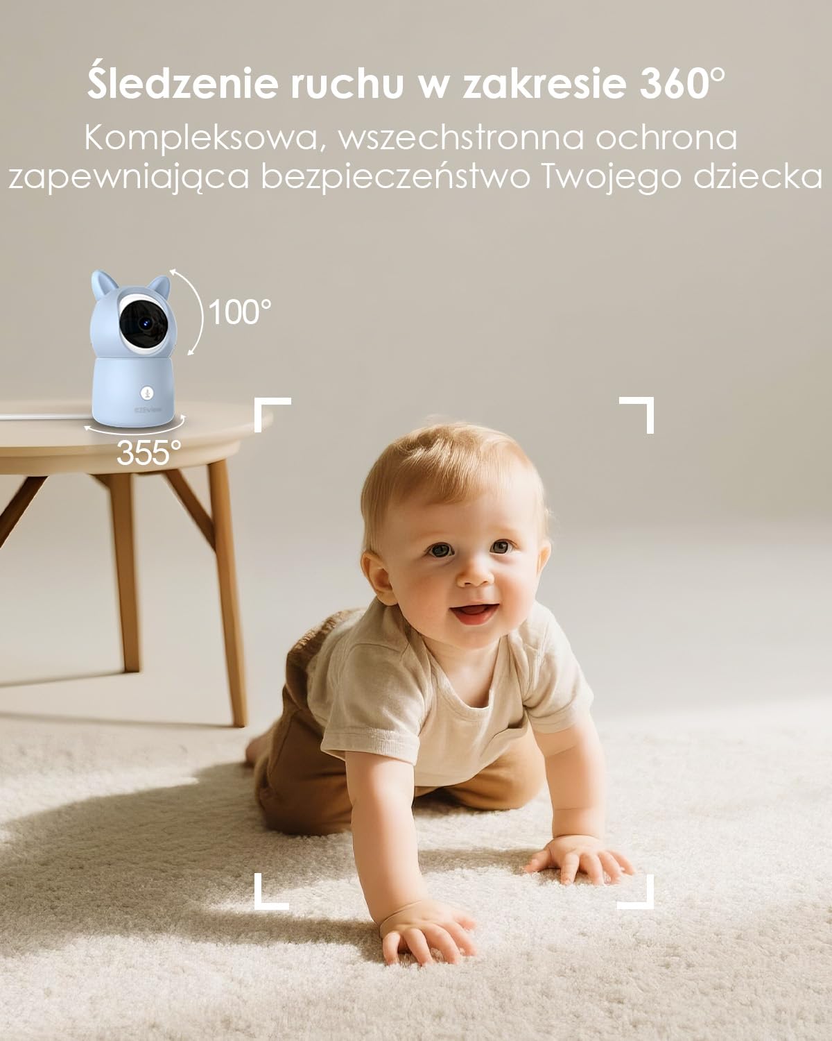 CZEview BM6 Elektroniczna niania z kamerą 2K i 4-krotnym zoomem, 5,5-calowa niania HD z aplikacją, noktowizor, wykrywanie ruchu, hałasu i temperatury, 2-kierunkowa rozmowa, widok 360°, muzyka i