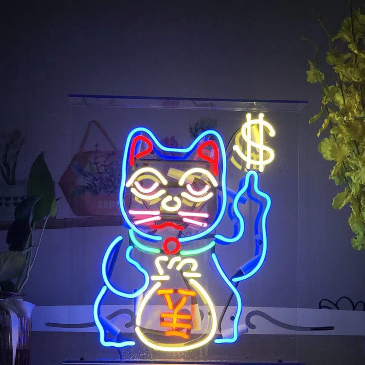 LEDネオン　オーダーメイド　招き猫　LED看板 お洒落インテリア  オリジナル Amazon | ネオンサイン 招き猫 NEON SIGN CAT バー クラブ 飲食