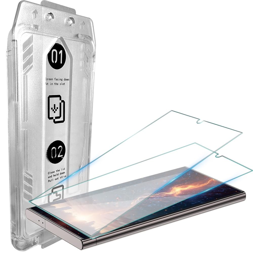 ELEYBTEH [2 Pack for Samsung Galaxy S25 Ultra Screen Protector with [3S FOOLPROOF Installation Tray], Tempered Glass, [Auto Dustfree] [0.1S