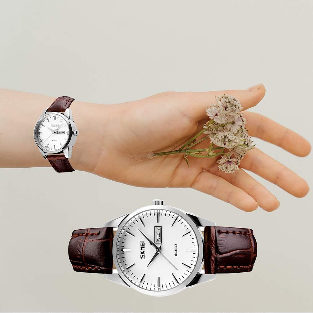 SKMEI Pair Watches for Couples Men and Women His and Hers Watch Set Husband Wife Valentines Matching Wrist Watch Wedding Gifts Waterproof Business Fashion Quartz Analog Calendar - Image 6