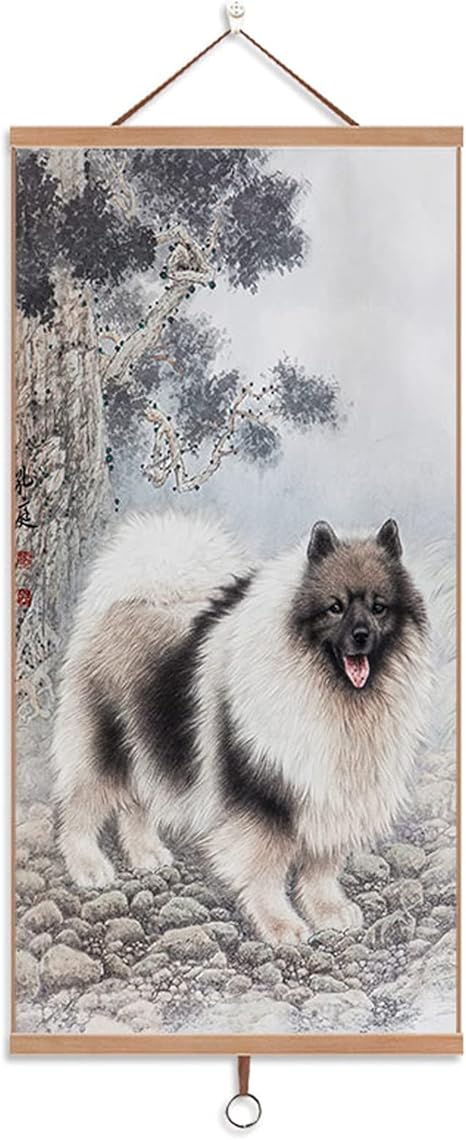 Amazon 掛け軸 犬の掛け軸 動物画 犬吉祥之図 壁掛け 縁起の良い可愛い 干支 犬 戌 掛軸 インテリア 和室 床の間に飾る Size 60 122cm Color 08 置物 オブジェ オンライン通販