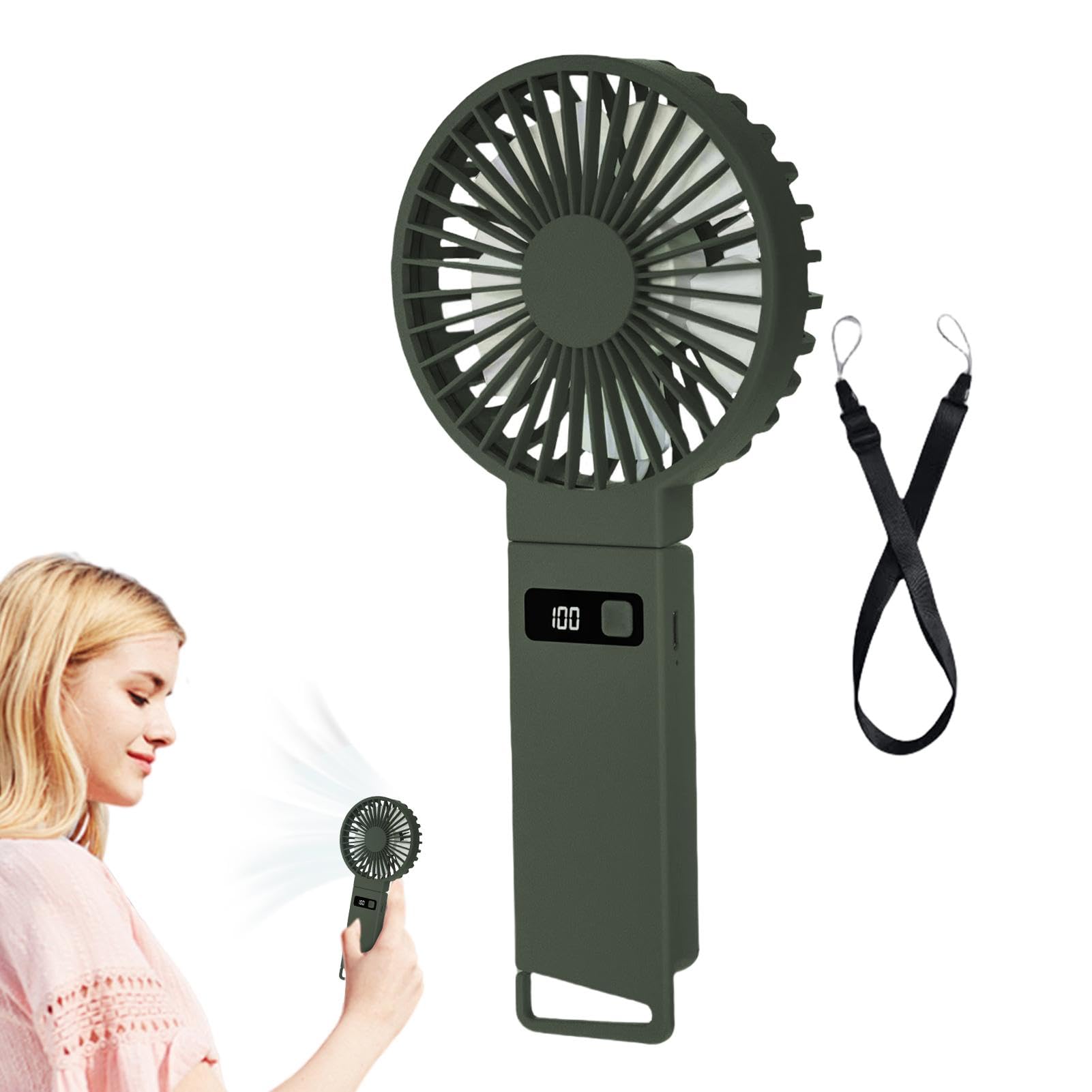 Petit ventilateur portable contre la chaleur étouffante affichage numérique USB 4 vitesses