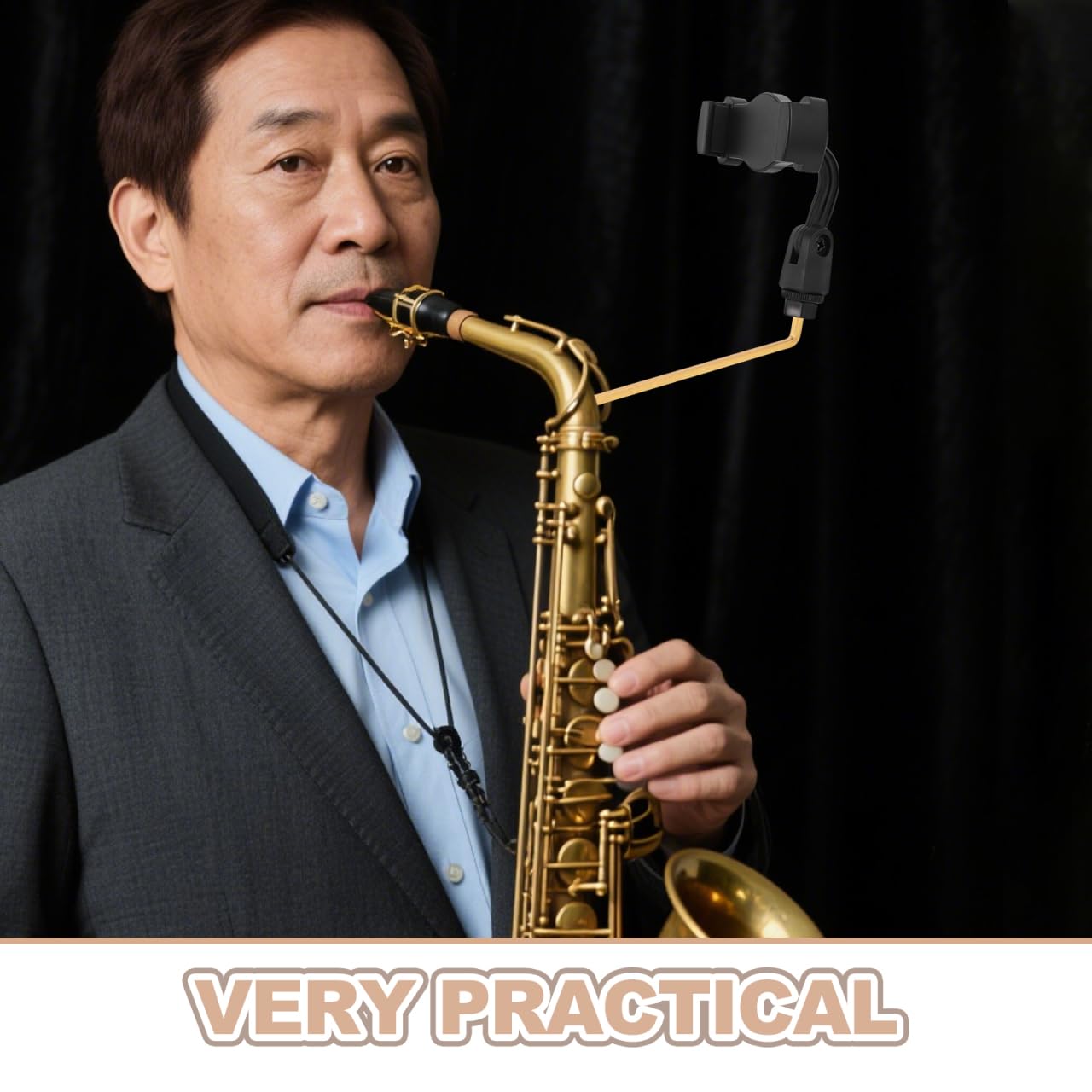 PRETYZOOM Support De TéLéPhone Pour Saxophone Lyre Porte-Musique RéGlable Avec Clip Musical Compatible Smartphones Et Tablettes Lecture De Partitions Pour Saxophone Alto En RéPéTition Et Concert