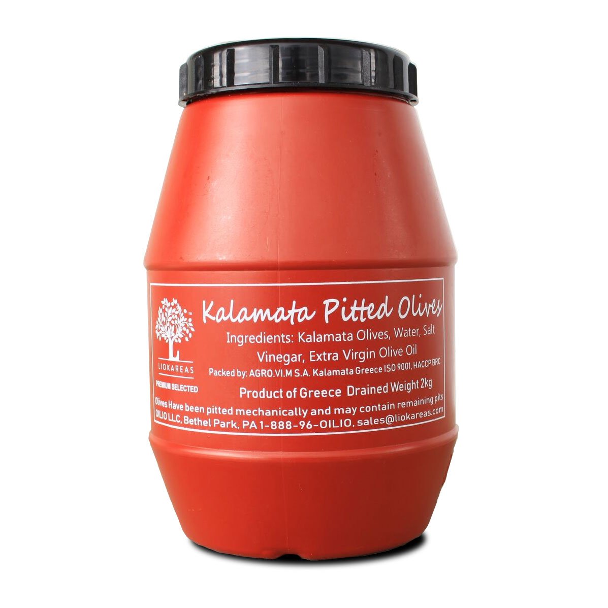 Black Kalamata Large Pitted Olives - 4.4lbs - NonGMO - Gluten Free - Keto - Paleo - Brine W/ Sea Salt, Water, Red Wine Vinegar, and EVOO, NO Lactic Acid - From Kalamata, Greece