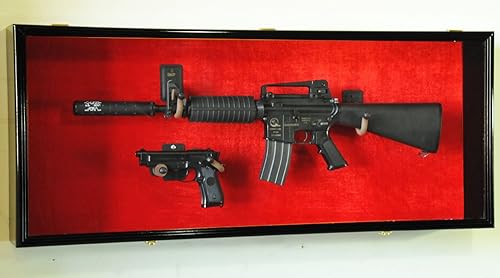 Armas Vitrina para rifle y pistola de pared, gabinete con protección UV, con cerradura, nogal