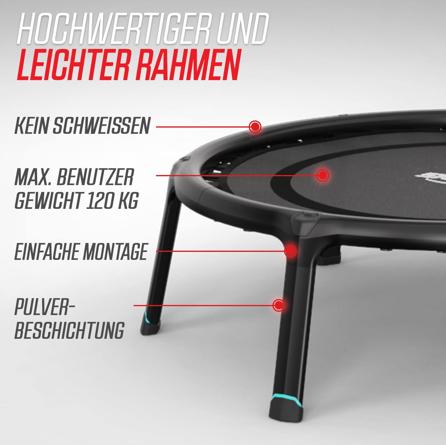 BERG Fitnesstrampolin 110 | Ø110 cm | Indoor Trampolin klappbar | Jumping Trampolin Fitness für Kraft | Cardio und Yoga | Mit Sicherheitsnetz