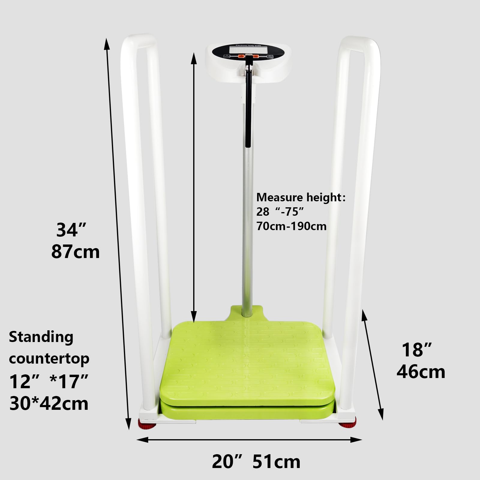 Assist The Elderly in Measuring Weight gain While Standing, with an Electronic Scale with armrests, Suitable for use in clinics, Hospitals, Schools, Nursing Homes (Tender Sprout Green)