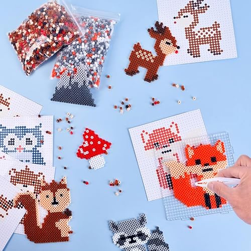 Strehknewen Bügelperlen Set 5mm – 5000 Bunte Steckperlen mit Tier-Vorlagen, Magneten & Schlüsselanhängern – Kreatives DIY Bastelset für Kinder, Geschenkidee Jungen & Mädchen