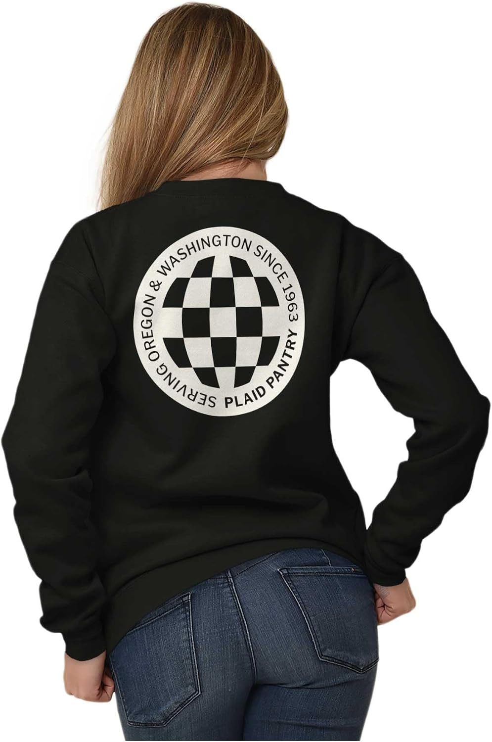 Brisco Brands Plaid Pantry Since 1963 Checker Logo Sweatshirt for Men or Women