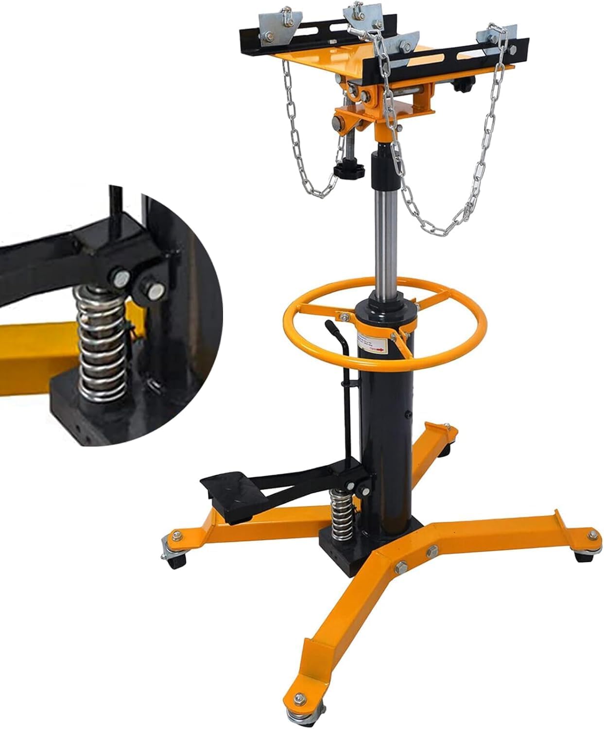 Transmission Jack,1660 LBS Capacity,Telescopic Lift 34"- 68",360° Swivel Wheels, Foot Pedal, 2-Stage Adjustable for Garage Use (Yellow)