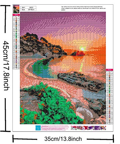 LVIITIS DIY 5D Diamond Painting by Number Beach Sunrise Kits for Adults Full Round Drill（16x12inch）,Embroidery Pictures Arts Craft for Home Wall Decor，5D Painting Dots Kits Landscape - Thumbnail 2