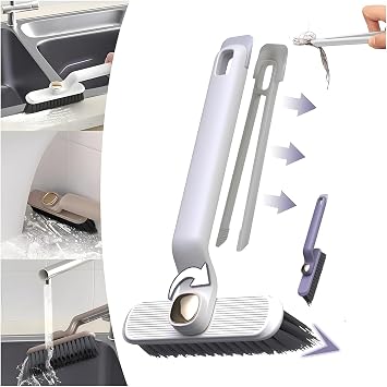 3 in 1 Multi-Function Rotating Crevice Cleaning Brush, Effective Dust for Home & Office Surfaces - Ergonomic Design, Durable Bristles - Versatile Gap Cleaning Tool for Bathroom Kitchen White