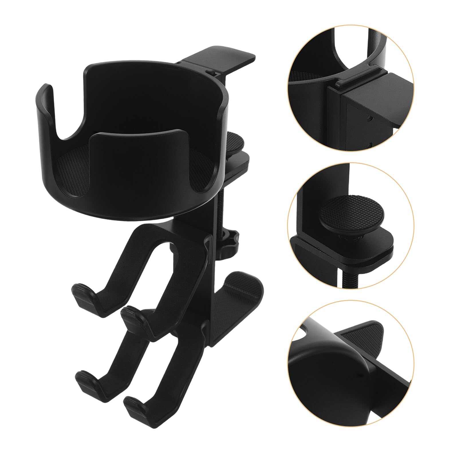 Gatuida Soporte Ajustable para Auriculares con Portavasos y Gancho de Almacenamiento, Base Antideslizante para Escritorio, Compatible con Auriculares Gaming y Controladores, Organizador