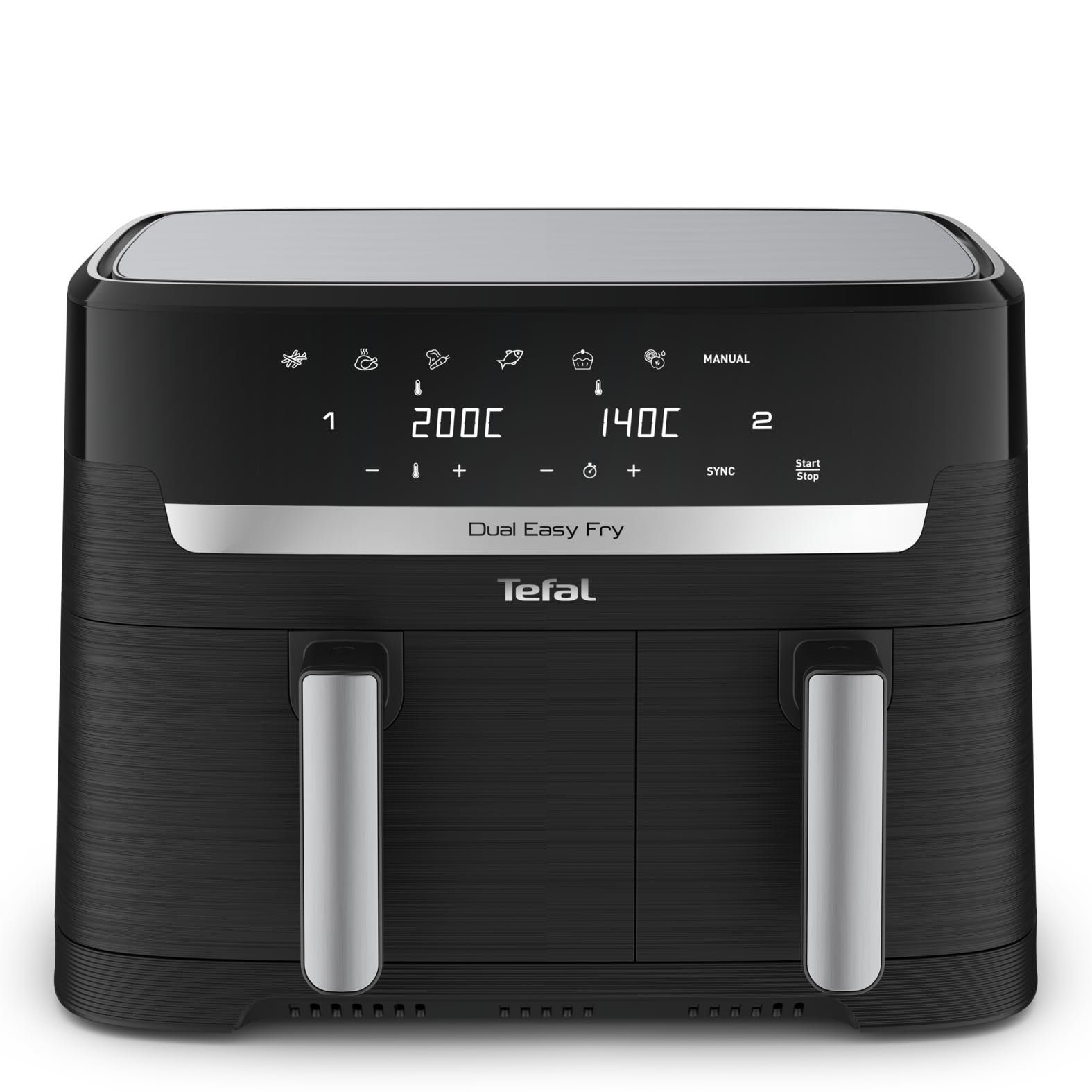 Tefal Dual Easy Fry Heißluftfritteuse 8,3 L – Airfryer mit 2 Kammern & XL-Schublade, 7 Programme, 2700 W, Extra-Crisp-Technologie, fettarm frittieren & energiesparend, spülmaschinenfest EY9018
