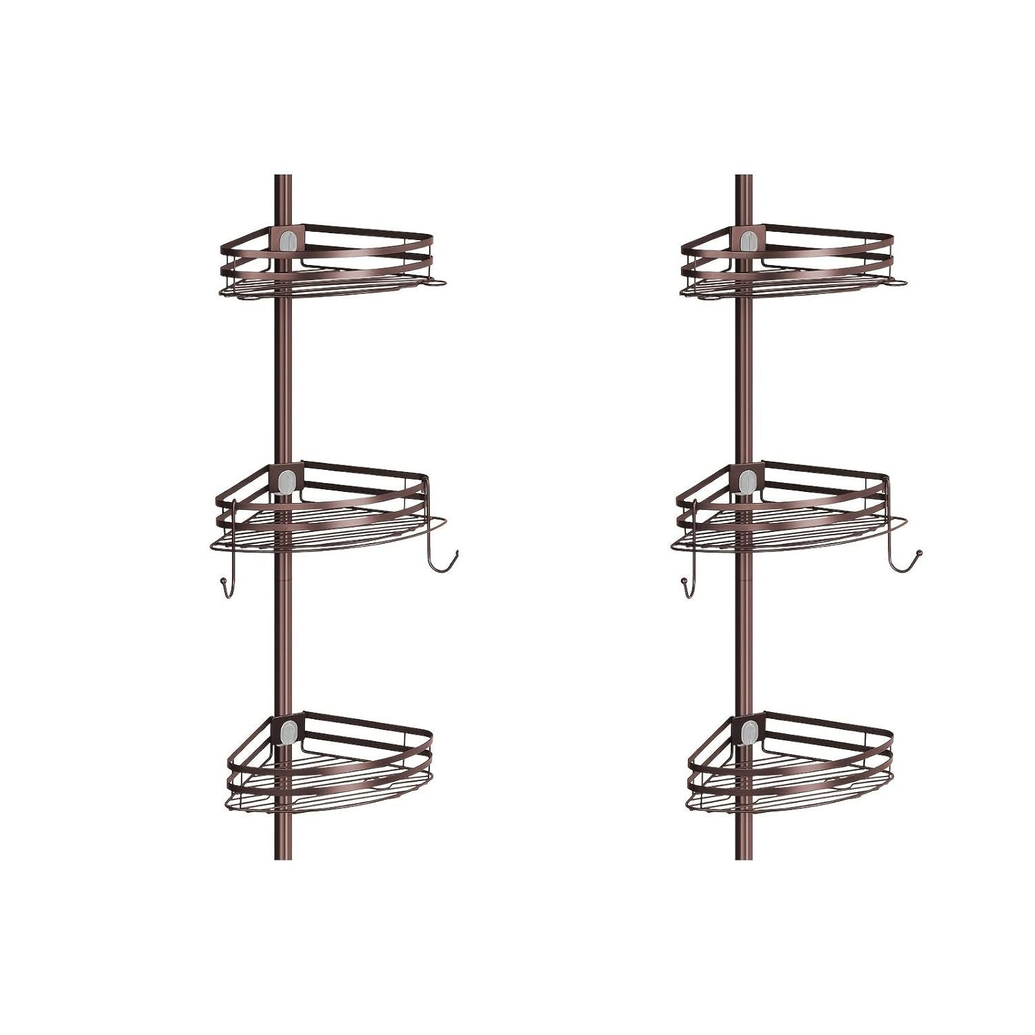 ljjymx Bronze Storage Rack Rustproof Shower Corner Caddy Organizer for Bathroom - Tension Pole with 3 Baskets Bathtub