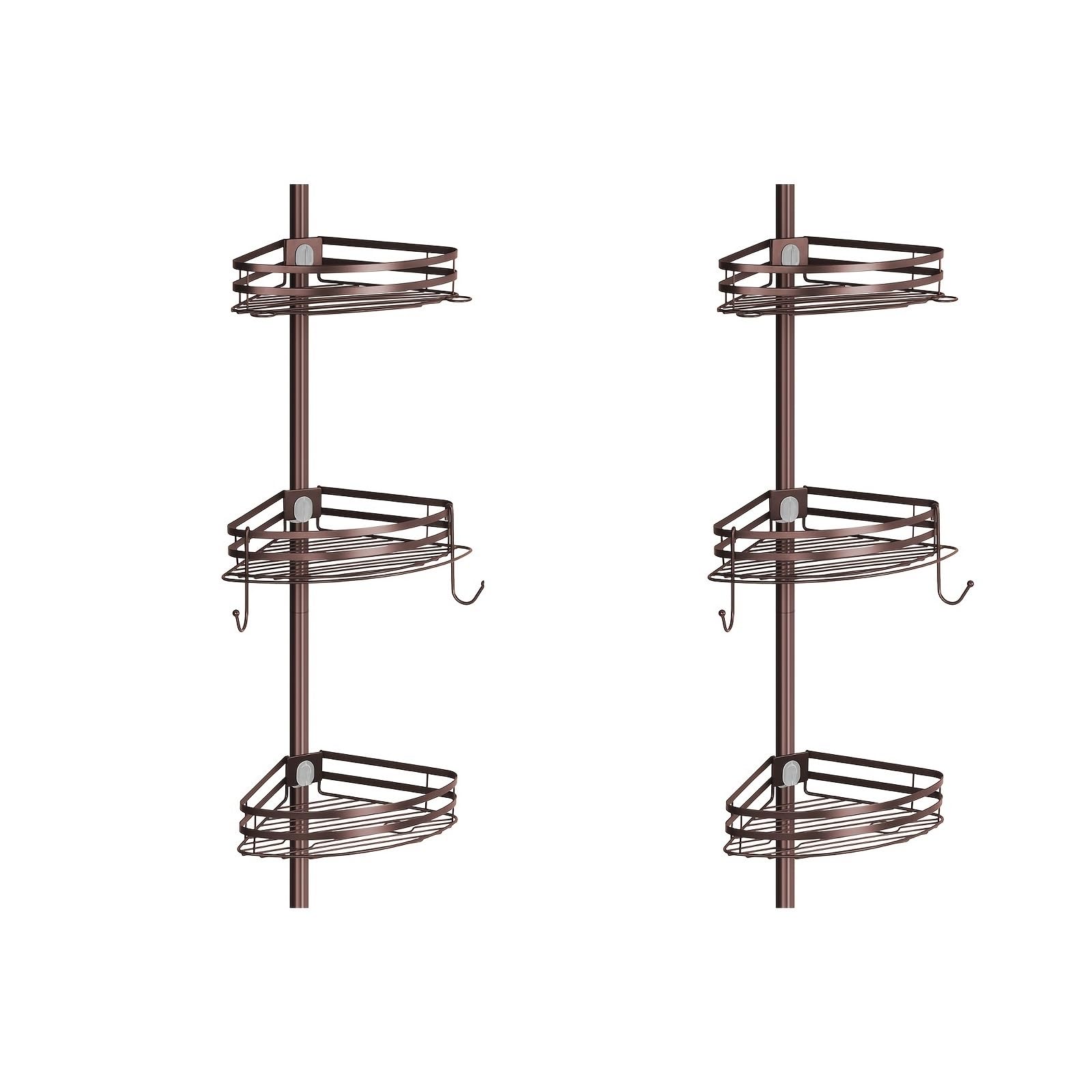 ljjymx Bronze Storage Rack Rustproof Shower Corner Caddy Organizer for Bathroom - Tension Pole with 3 Baskets Bathtub
