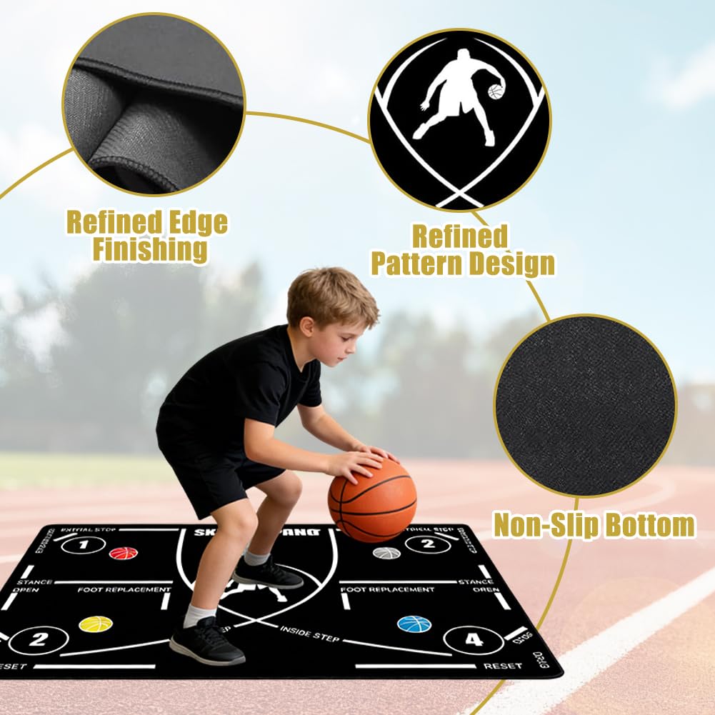 Tappetino da allenamento per pallacanestro, antiscivolo, per sport, step, grande formato, silenzioso, per l'allenamento a casa