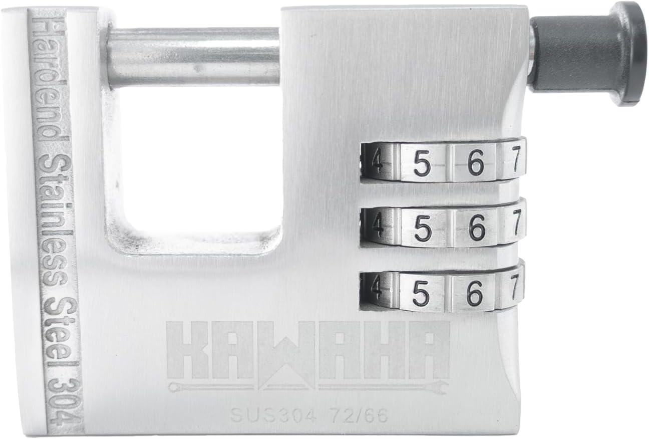 72/66 66mm Stainless Steel Combination Padlock, Weather-Resistant Rust-Proof Outdoor Lock for Trailer, Boat, Shed, Small Gate, General Storage