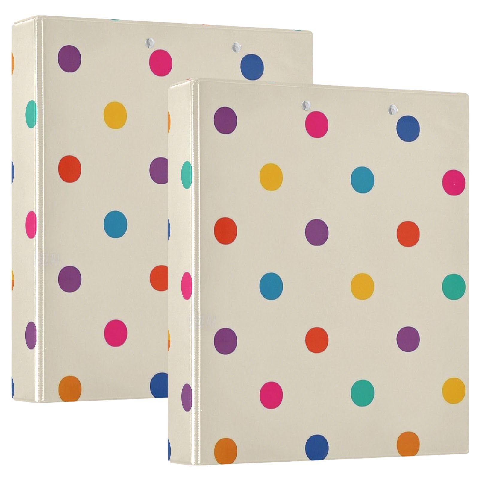 Raccoglitori da 1 e mezzo pollice per la scuola Cartoon Colorful Dot Beige