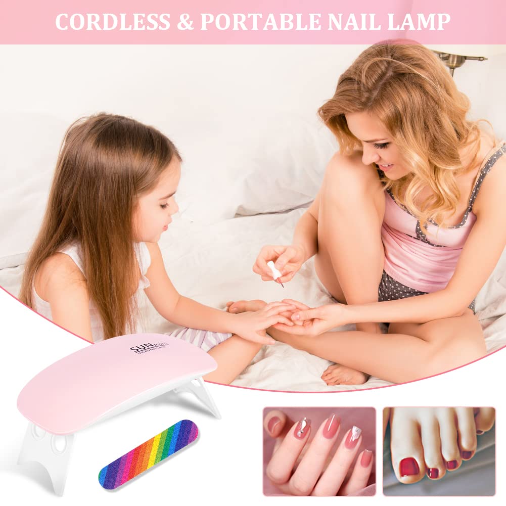 Mini lámpara de uñas de gel, portátil profesional de 6 W, secado de uñas de gel UV LED con USB, lámpara de curado profesional, accesorio de herramienta de arte de uñas para todos los esmaltes de 7