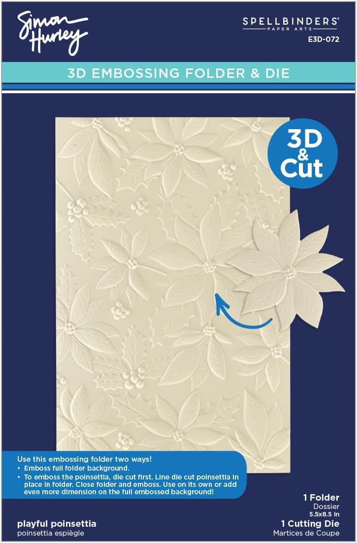 Spellbinders E3D-072 Playful Poinsettia 3D Embossing Folder by Simon Hurley