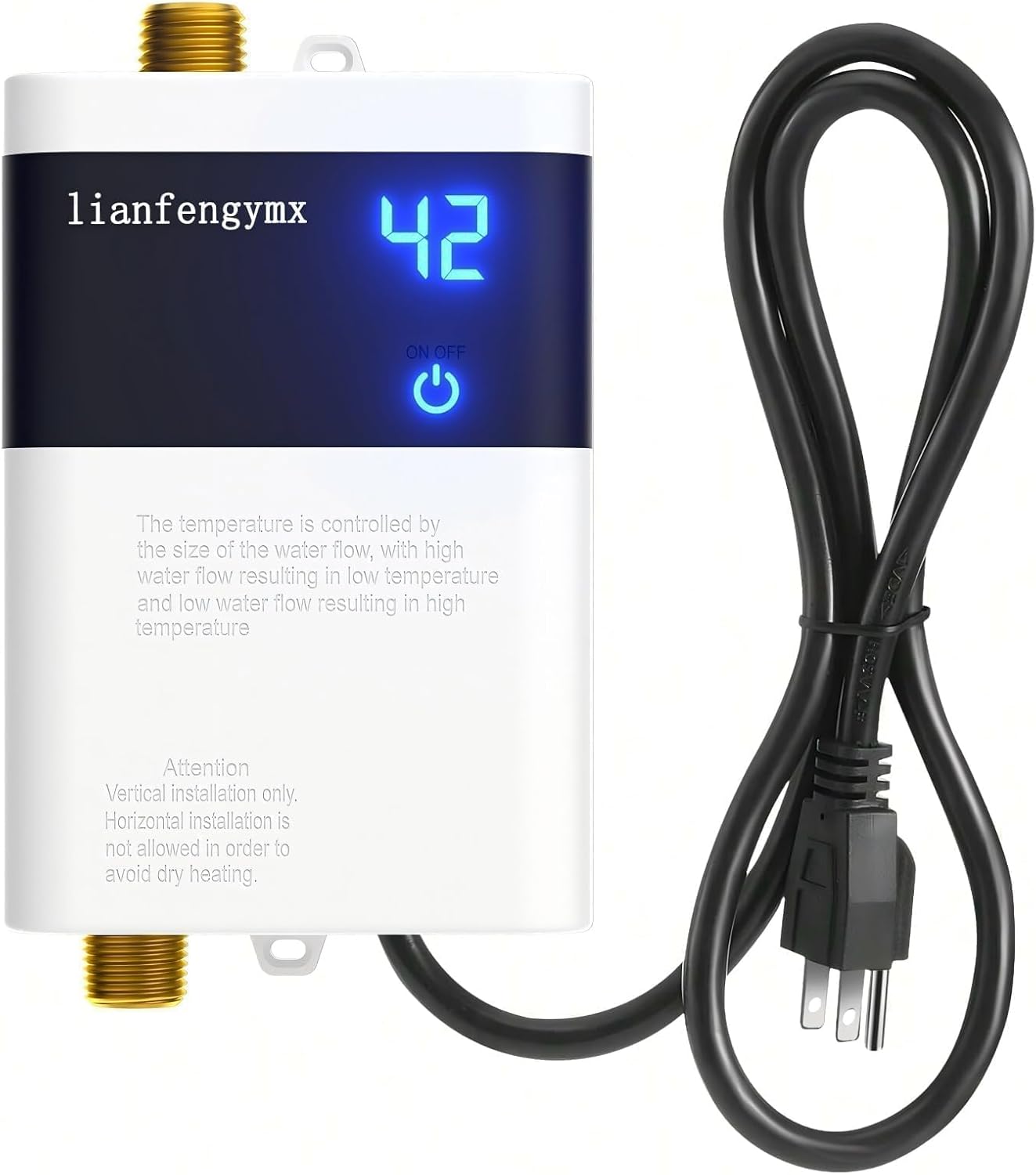 110V Tankless Water Heater 3000W, Instant Under Sink Hot Water Heater with Flow-Controlled Temperature (Lower Flow = Higher Heat), Perfect for Kitchen Sink & RV, Use in Environments Above 32°F