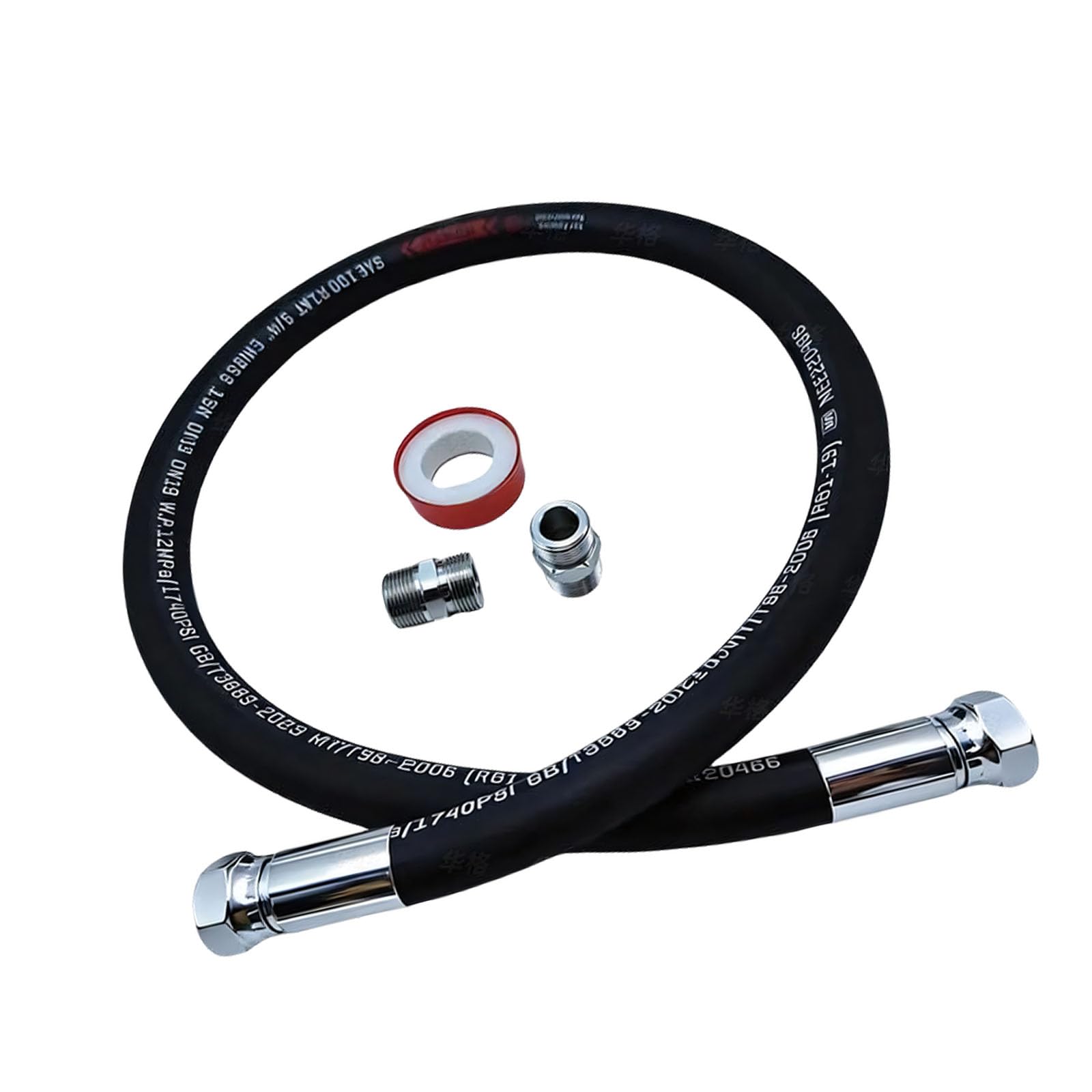 Laikoutd Men's 20Inch Robust 1/2 Inch Air Compressor Hose Withstands Extreme Pressure & Temperature Rubber For Heavy Duty Use Manufacturing Plant