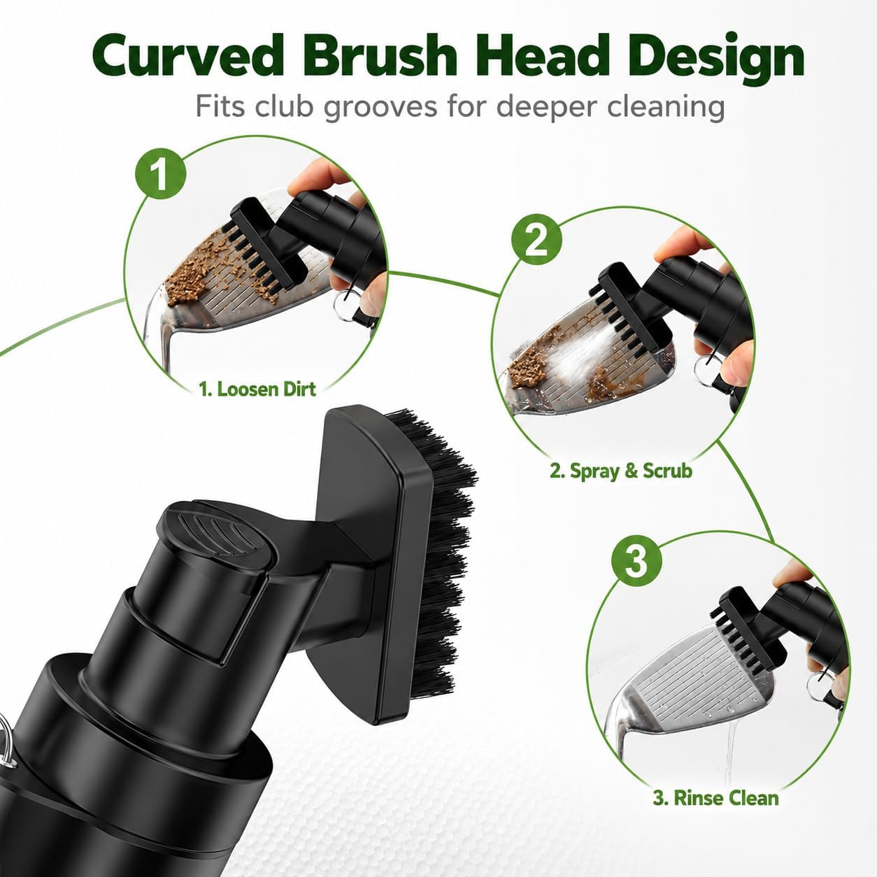 Golf Club Brush Cleaner with 5oz Water Bottle and Clip image 3
