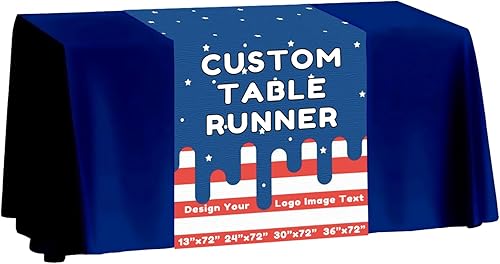 Camino de mesa personalizado, caminos de mantel personalizados con logotipoimagentexto, caminos de mesa personalizados para fiestas, ferias,