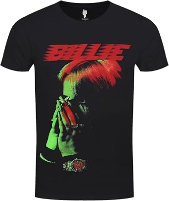 Billie Eilish Mens Hands Face Slim Fit T-Shirt X-Large Black