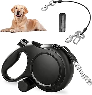 GOMETY Hundeleine 8m Beißschutz, Einziehbare Rollleine für Hunde Robuste Flexileine 360°Anti-Verwicklung mit Kotbeutel-Set, Schleppleine mit Bequemen Griff für Kleine mittel & große Hunde 15-50kg