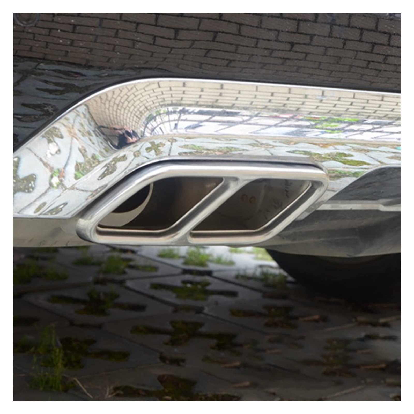 Silenciador Escape Extremo Silenciador Escape Doble Trasero Coche Acero Inoxidable Cubierta Embellecedora Tubo Marco Garganta Trasera Para Benz GLK X204 2013-2015 CLS W218 2012-2017 Turbo Sonido Silba