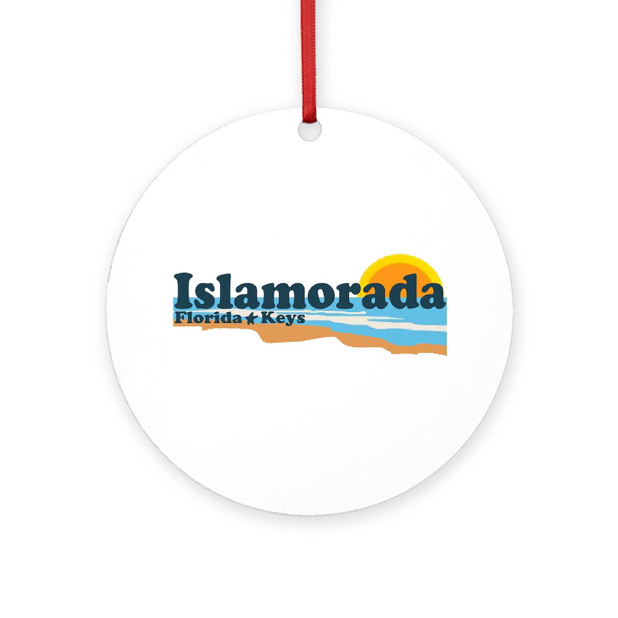 CafePress Islamorada FL Beach Design Round 4" MDF Holiday Ornament