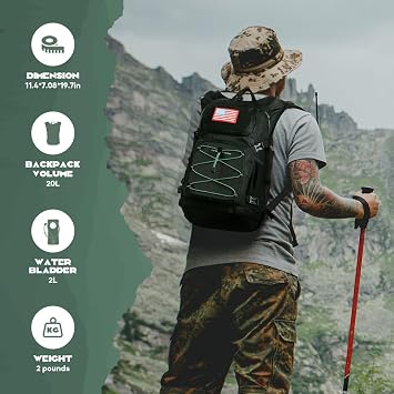 Maelstrom Lightweight Hydration Hiking Backpack with 2L/3L Water Bladder