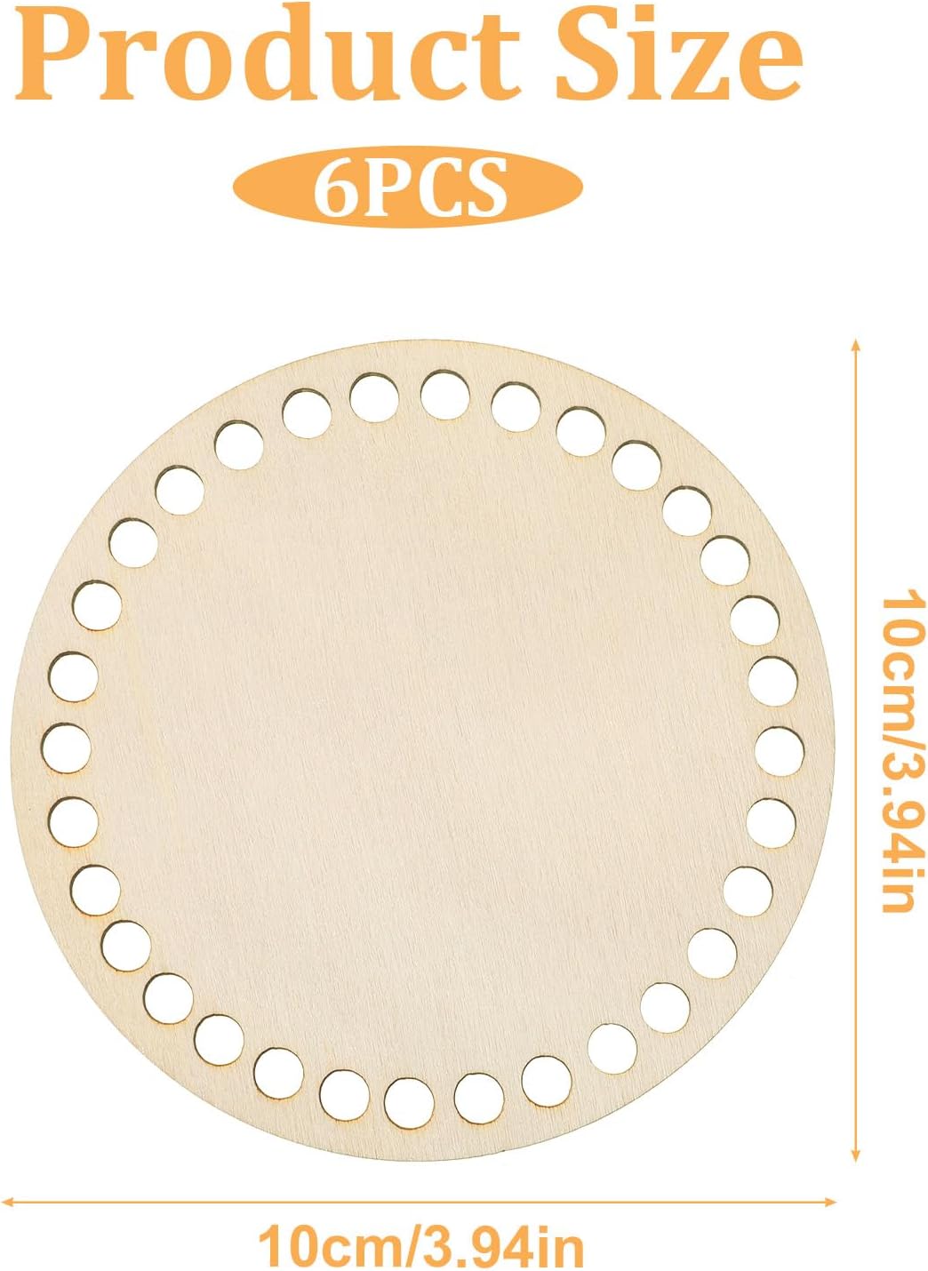 6PCS Wooden Basket Bottom, 4" Diameter Crochet Basket Bottom Unfinished Wood Round Blank Weaving Knitting Base for DIY Crafts Weaving Baskets Making Supplies Home Decoration