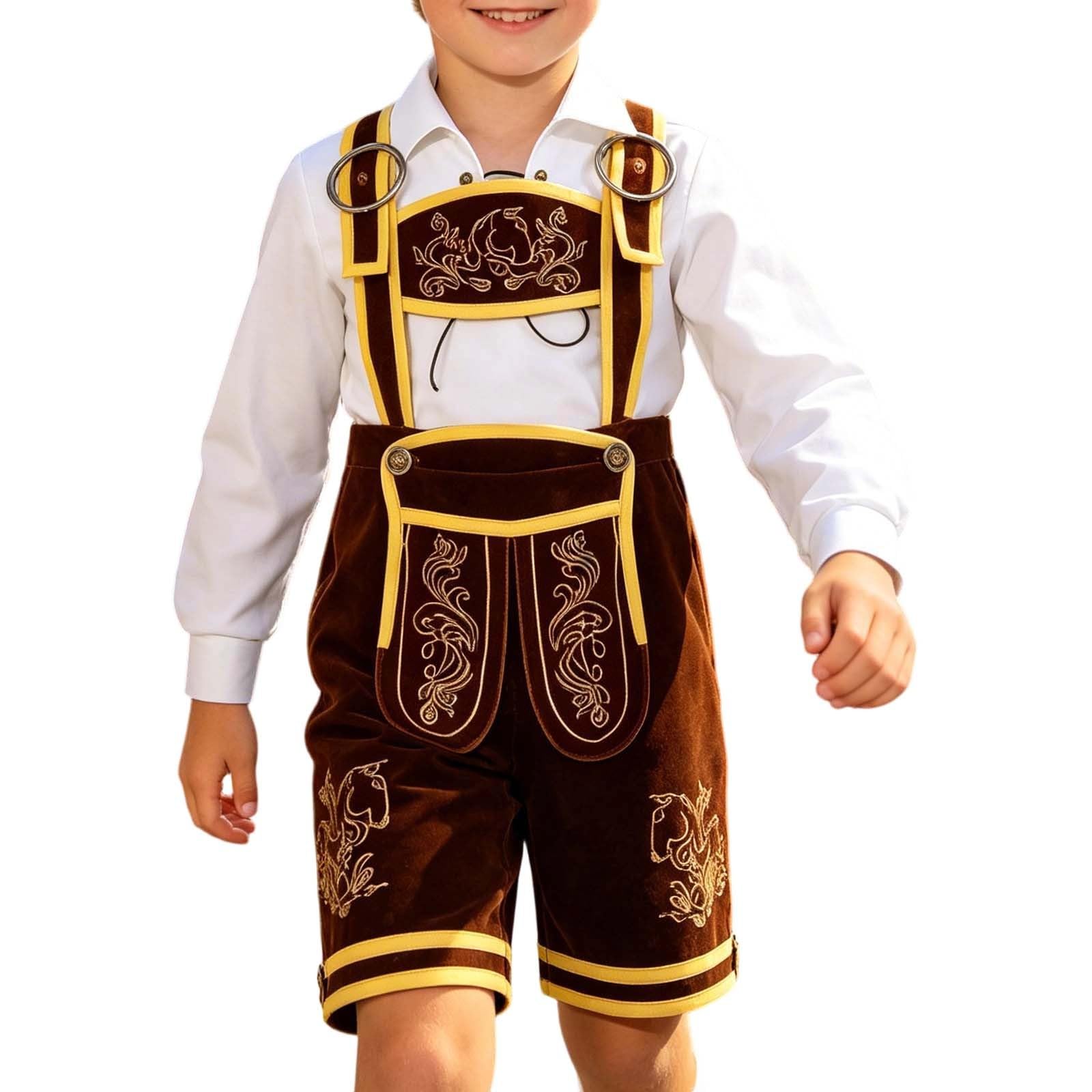 Generisch Latzhose Kinder Trachtenhose Kinder Jungen, Traditionelles Deutsches Oktoberfest-HosenträGer-Bier-Ledermoden-Outfit FüR Trachtenfest Oktoberfest Volksfest