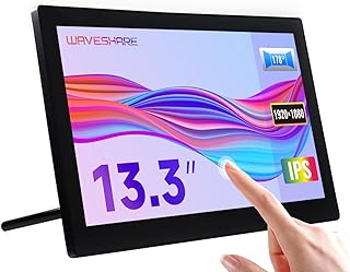 Waveshare Raspberry Pi IPS 1920x1080 13.3inch HDMI LCD H with Case Capacitive Touch Screen with Toughened Glass Cover Supports Raspberry Pi BB Black Raspbian Ubuntu