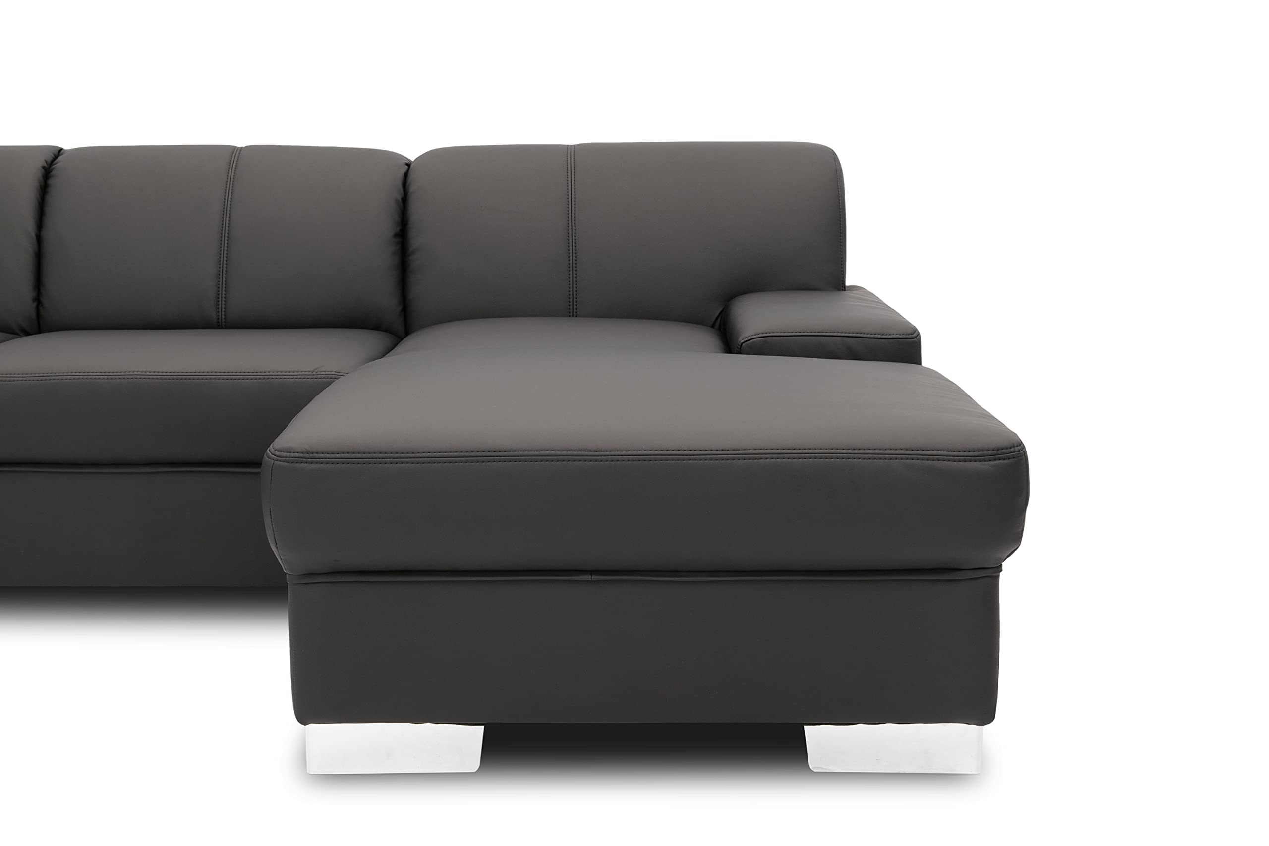 DOMO. collection Wohnlandschaft Star, Sofa in U-Form, Longchair rechts, Couch in Kunstleder, 304 x 150 x 150 cm (BxTxH), schwarz