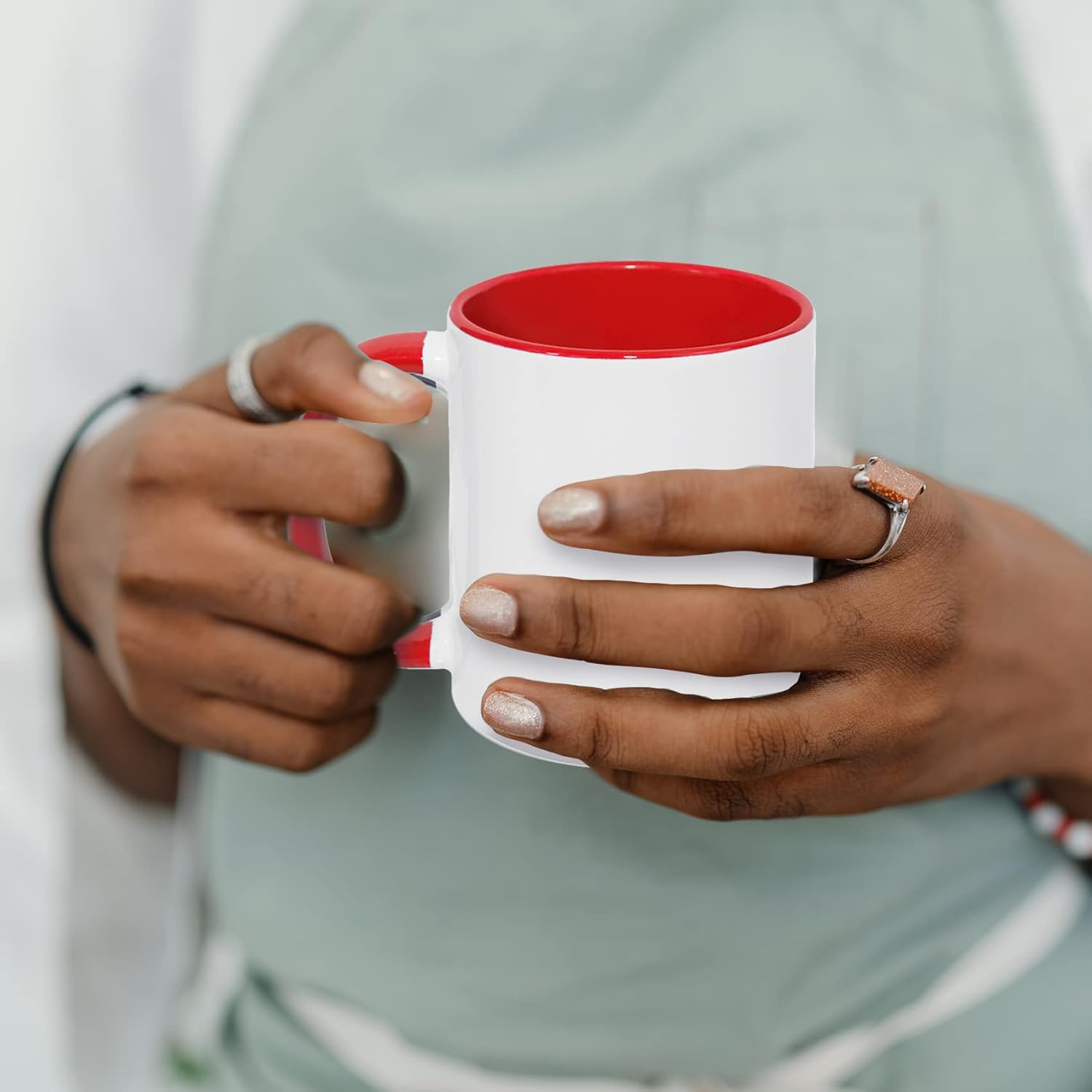 MR.R 11oz Sublimation Blank Coffee Mugs,Cup Blank White Mug Cup with Red Color Mug Inner and Handle,Set of 36