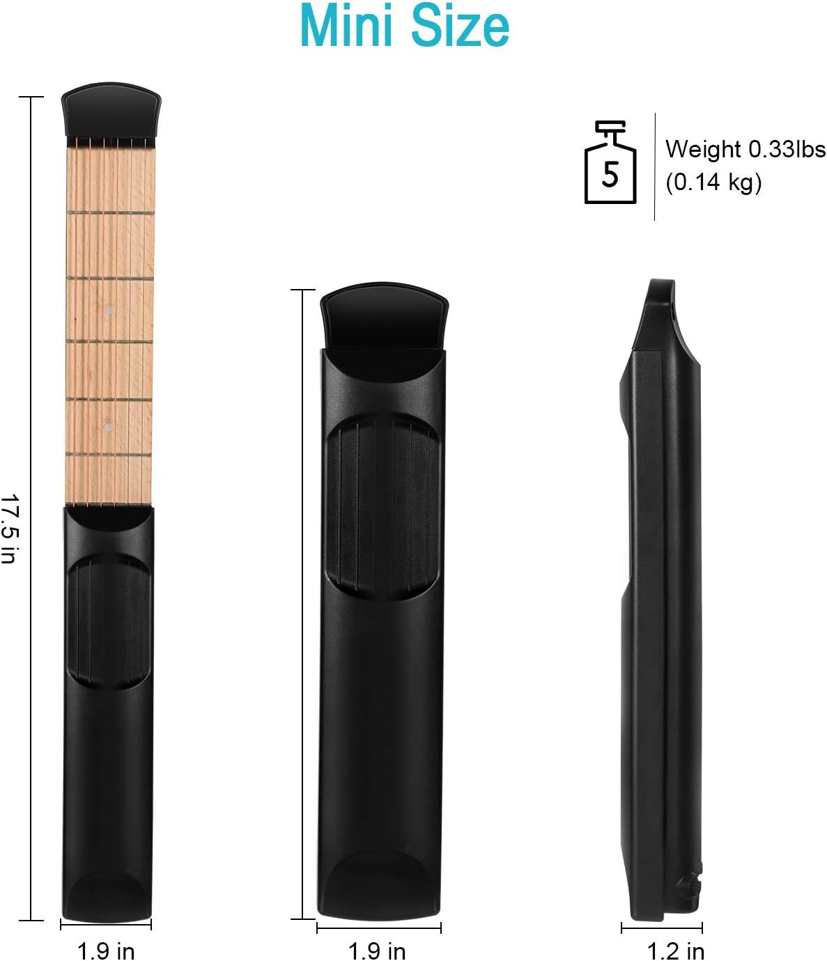Pocket Guitar Practice Neck, Upgraded Version 6 Fret Portable Guitar