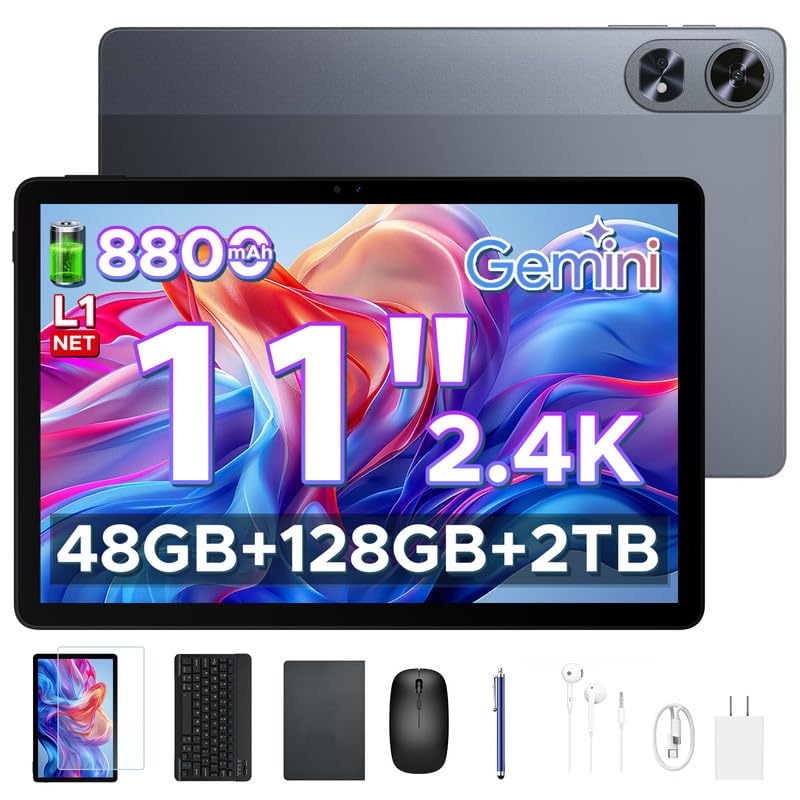 P11 Pro 11 inch Tablet, 2.4K 90Hz, 48GB RAM+128GB ROM, 8800mAh, Android Tablet with Gemin…