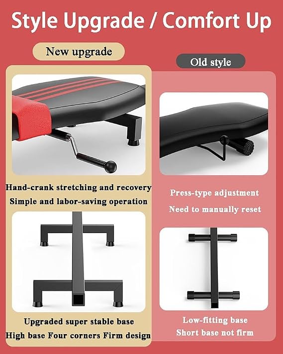 Back Stretch Bench with Cervical Traction - Spine Traction and Lumbar Massage Machine for Home Workout and Pain Relief