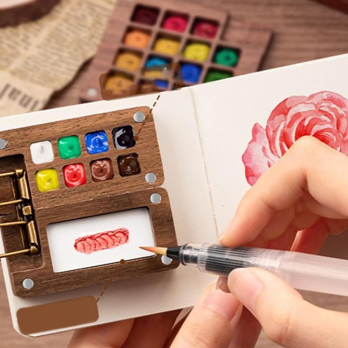 Pocket Watercolor Acrylic Painting Book 12-Color Watercolor Paint Set 4