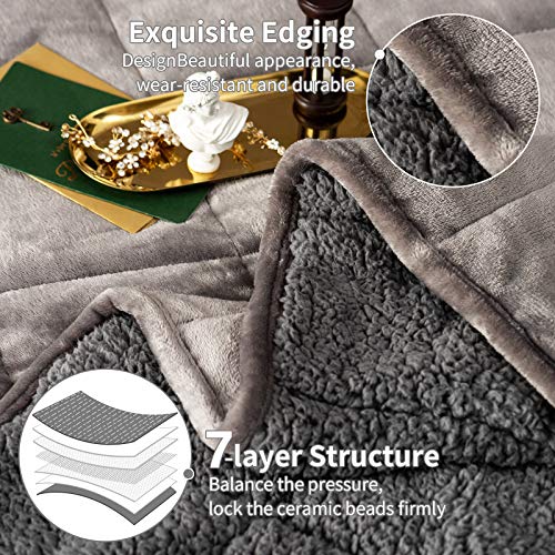 Immtree Sherpa Fleece Weighted Blanket Queen Size 20Lbs, Cozy Flannel Weighted Blanket For Adult With Soft Plush Flannel Fleece & Cozy Warm Sherpa Heavy Blanket For Bed Soft, 60 X 80 Inches, Grey #TOP5